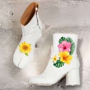 custom tabi ankle boots painted leather ankle winter boots women white (1)
