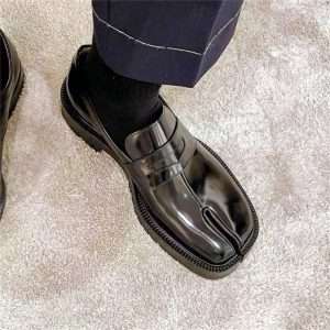 tabi loafer leather split toe shoes black (32)