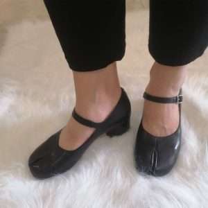 tabi mary jane split toe leather heel shoes women black (1)