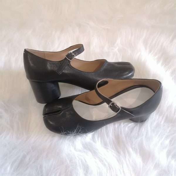 tabi mary jane split toe leather heel shoes women black (11)