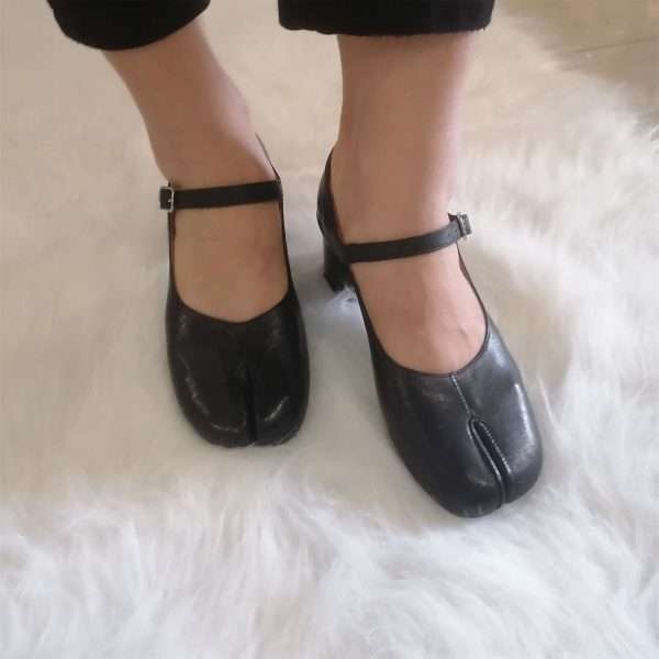 tabi mary jane split toe leather heel shoes women black (12)