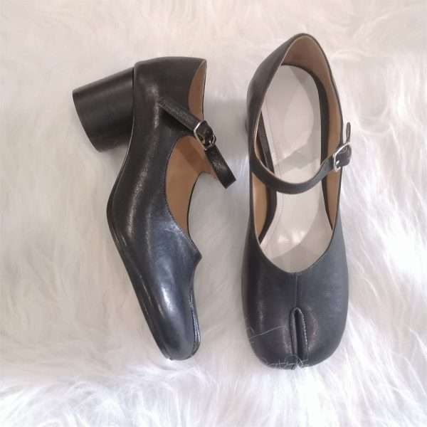 tabi mary jane split toe leather heel shoes women black (8)